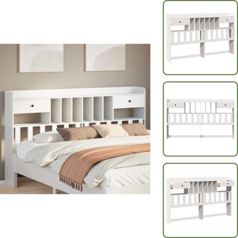Pino blanco - vidaXL Cabecero de cama almacenaje madera maciza pino blanco 180 cm - Cabecero independiente