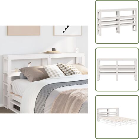 Pino blanco - vidaXL Cabecero de cama con estantes madera maciza pino blanco 150 cm - Cabecero independiente