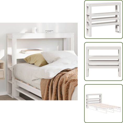 Pino blanco - vidaXL Cabecero de cama con estantes madera maciza pino blanco 90 cm - Cabecero independiente