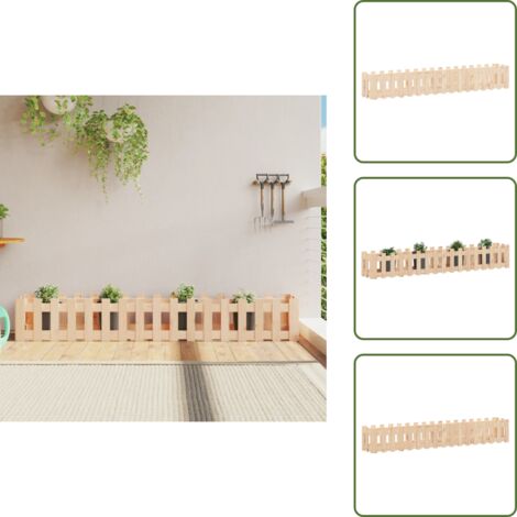 Pino - vidaXL Arriate elevado jardín con valla madera maciza pino 200x30x30cm - Plantas