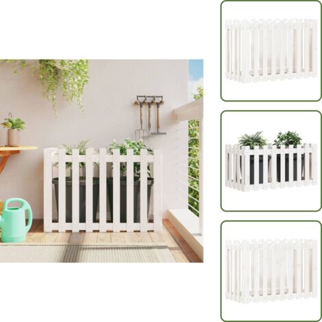 Pino - vidaXL Arriate elevado jardín con valla madera pino blanco 100x50x70cm - Planta