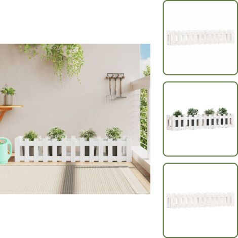 Pino - vidaXL Arriate elevado jardín con valla madera pino blanco 150x30x30cm - Flores