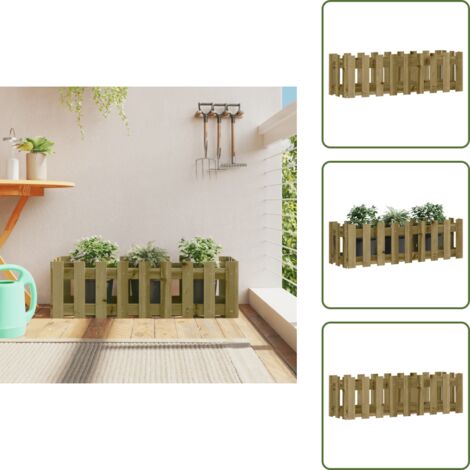 Pino - vidaXL Arriate elevado jardín valla madera impregnada pino 100x30x30cm - Planta
