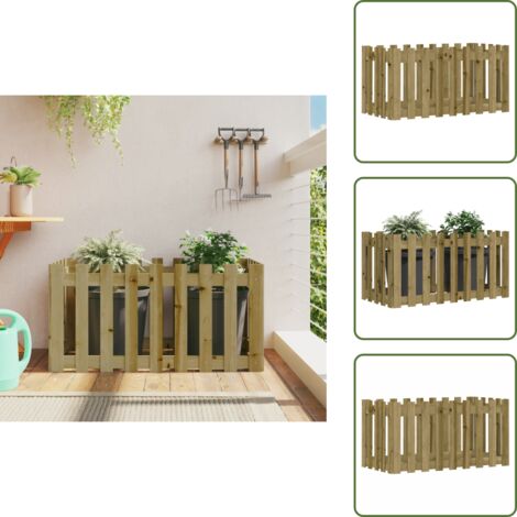 Pino - vidaXL Arriate elevado jardín valla madera impregnada pino 100x50x50cm - Planta