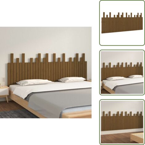 Pino - vidaXL Cabecero cama pared madera maciza pino marrón miel 204x3x80 cm - Cabecero de dormitorio