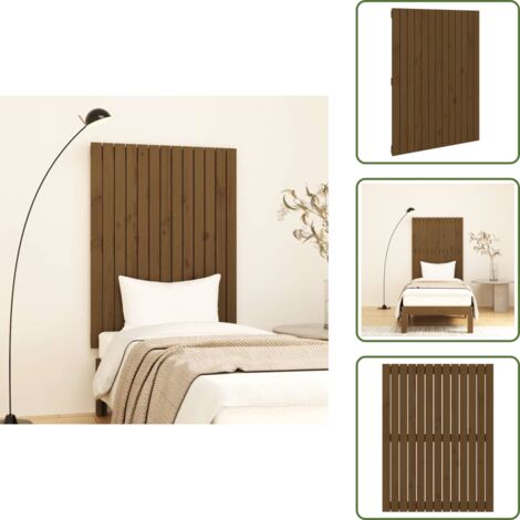 Pino - vidaXL Cabecero cama pared madera maciza pino marrón miel 82,5x3x110cm - Cabecero de madera