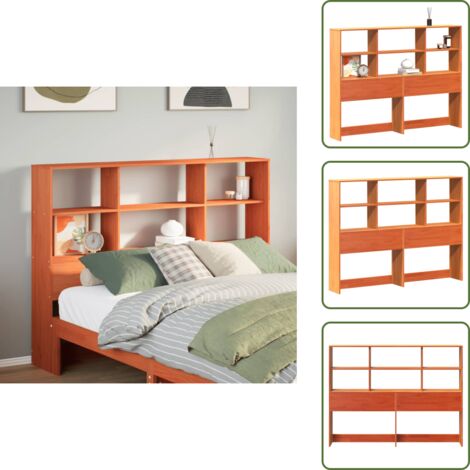 Pino - vidaXL Cabecero de cama almacenaje madera maciza pino marrón 150 cm - Cabecero independiente