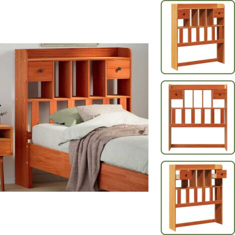 Pino - vidaXL Cabecero de cama almacenaje madera maciza pino marrón 75 cm - Cabecero independiente