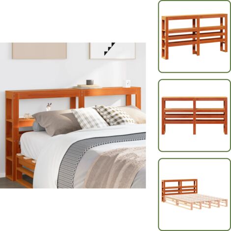 Pino - vidaXL Cabecero de cama con estantes madera maciza pino marrón 150 cm - Cabecero independiente