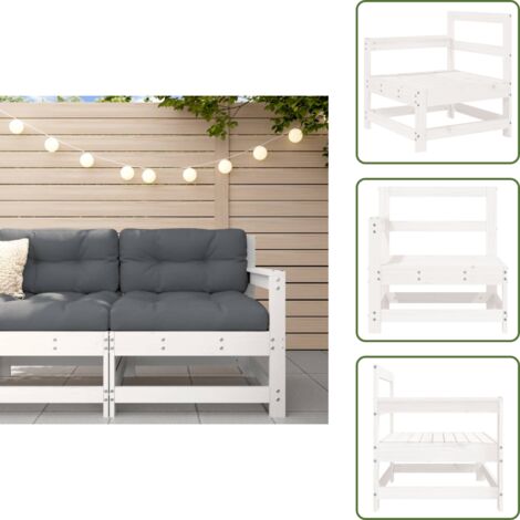 Pino - vidaXL Divano Angolare da Giardino Bianco in Legno Massello di Pino - Design rustico