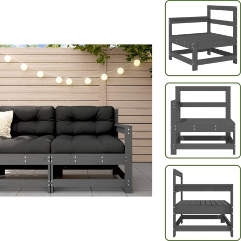 Pino - vidaXL Divano Angolare da Giardino Grigio in Legno Massello di Pino - Design rustico