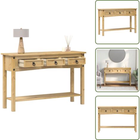 Pino - vidaXL Mesa consola "Corona" 114x34,5x73 cm Madera maciza de pino - Almacenamiento