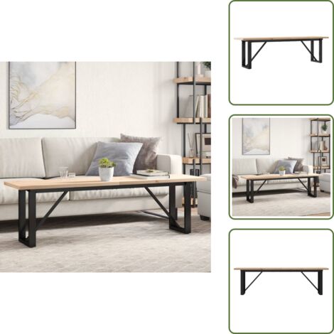 Pino - vidaXL Mesa de centro marco O madera maciza pino y acero 160x40x45,5cm - Acero