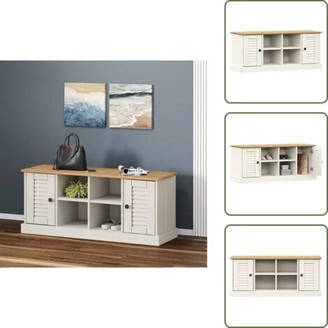 Pino - vidaXL Panca Porta Scarpe Bianca VIGO 106x35x45 cm Legno Massello Pino - Armadietto