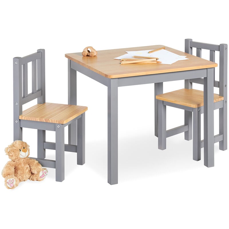 Pinolino Ensemble de table et chaises pour enfants 'Fenna', gris/naturel, 3 pièces - gris
