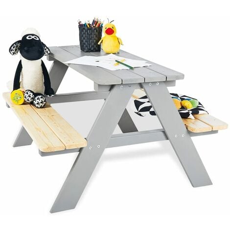 main image of "Pinolino Kid's Picnic Table with Benches Nicki für 4 Wood Grey - Grey"