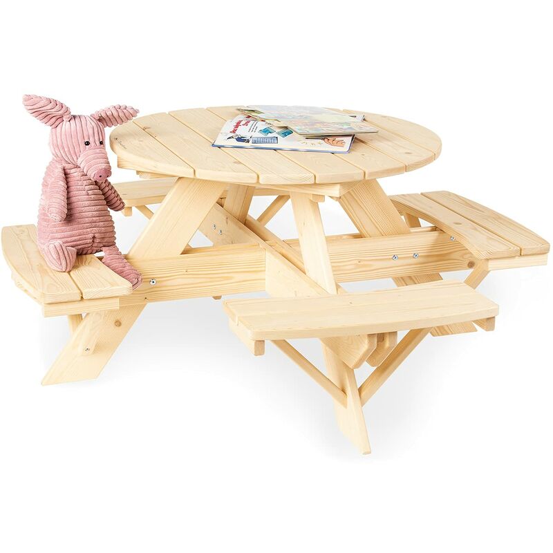 Pinolino - Set da Salotto Rotondo Nicki, Elegante Set di mobili per Bambini, Legno massello Non trattato, e per Giardino, Patio, Tempo Libero e