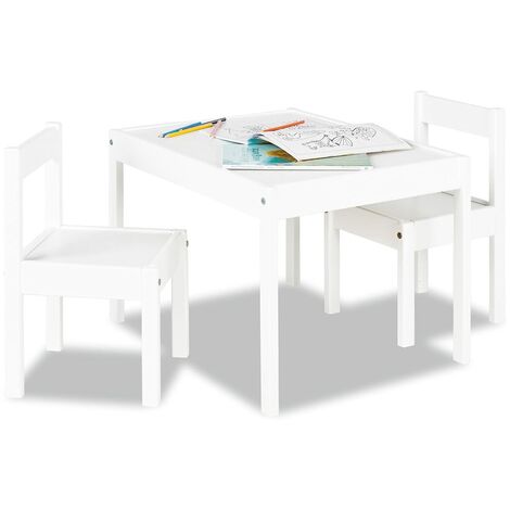 Pinolino Set di 3 sedie Sina 3 pezzi in legno, 2 sedie e 1 tavolo per bambini da 2 anni, laccato bianco, confezione da 3