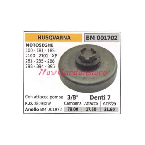 Piñón motor motosierra HUSQVARNA 100 181 185 2100 2101 XP 3/8' dientes 7 001702