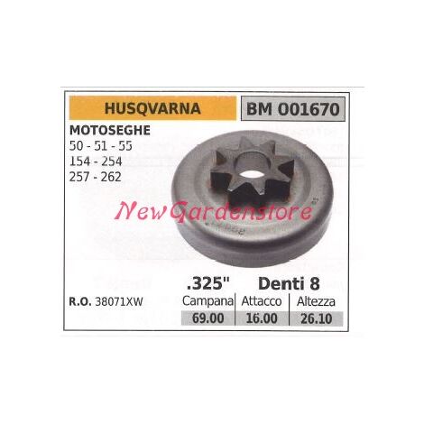 Piñón motor motosierra HUSQVARNA 50 51 55 154 254 257 262 001670