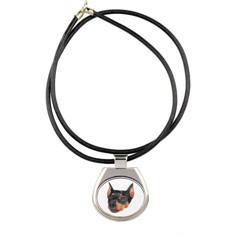 Pinscher alemán, Pinscher alemán - collar con foto e inscripción geométrica de Art-Dog