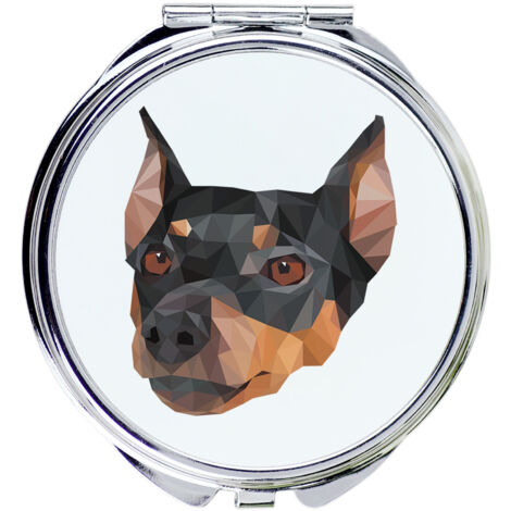 Pinscher mediano, pinscher alemán - espejo con foto e inscripción geométrica de Art-Dog