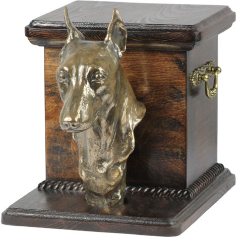 Pinscher miniatura: urna para cenizas de perro con estatuilla, elegante urna para perro, urna única con busto de perro de Art-Dog