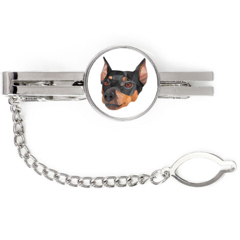 Pinscher moyen, Pinscher allemand - pince à cravate géométrique avec photo et inscription Art-Dog
