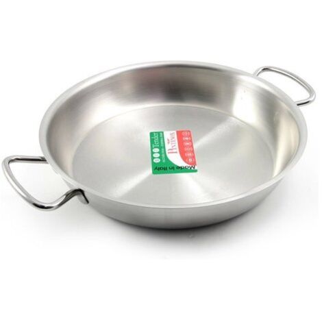 Pinti inox Tegame In Acciaio Inox Per Induzione Con Due Maniglie - Diametro Cm 45 - Altezza Cm 8