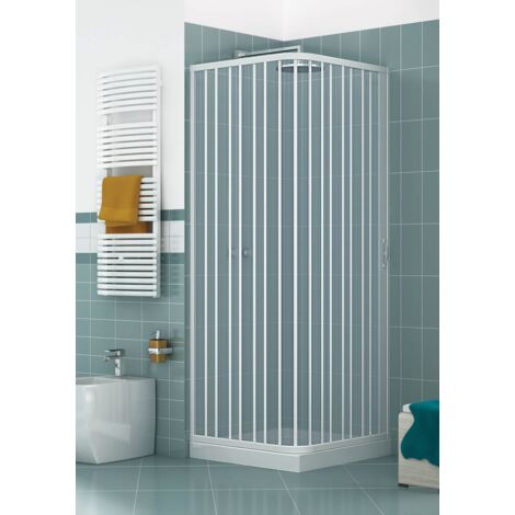 Pinto – Cabine de douche carrée 90x90 cm – PVC effet bambou – Ouverture latérale – Installation réversible – Facilité d'entretien
