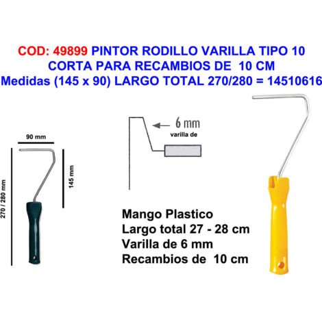 Pintor mango varilla rodillo corta 10 cm largo 280 mm