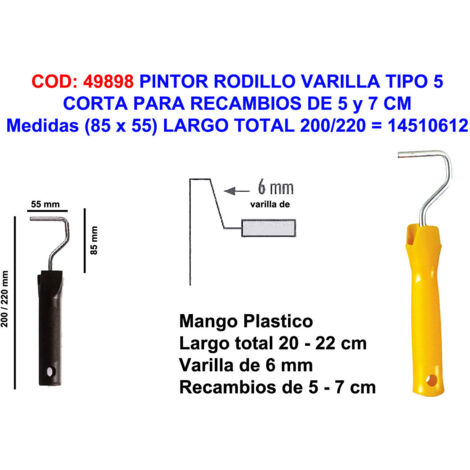 Pintor mango varilla rodillo corta 5 cm largo 220 mm