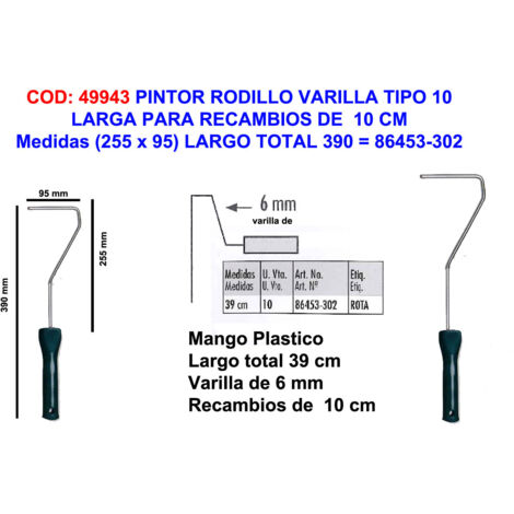 Pintor Mango Varilla Rodillo Largo 10255x95 39086453-302