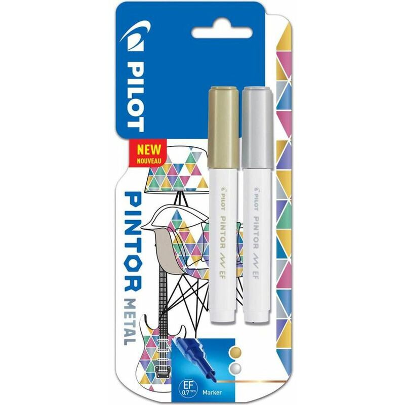 Pintor - Pilot Extra Fine Bullet Tip Paint Marker 2.3mm Gold and Silver Col - Assorted Colours