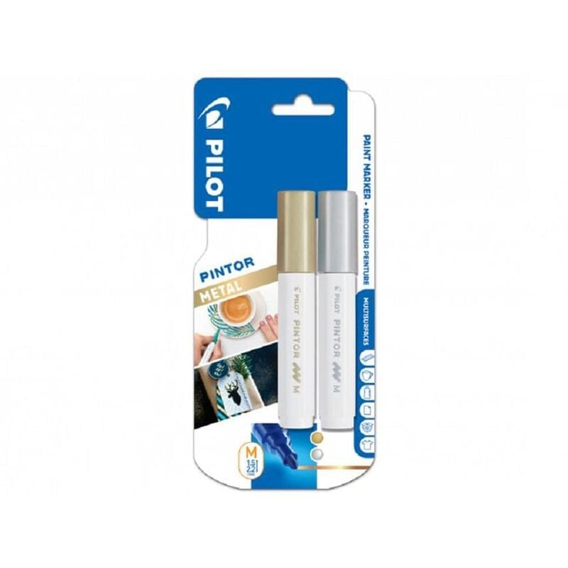 Pintor - Pilot Medium Bullet Tip Paint Marker 4.5mm Gold and Silver Colours - Assorted Colours