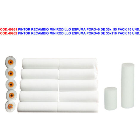 pintor recambio minirodillo espuma poro 0 de 35x5.5 (caja 10 unidades)
