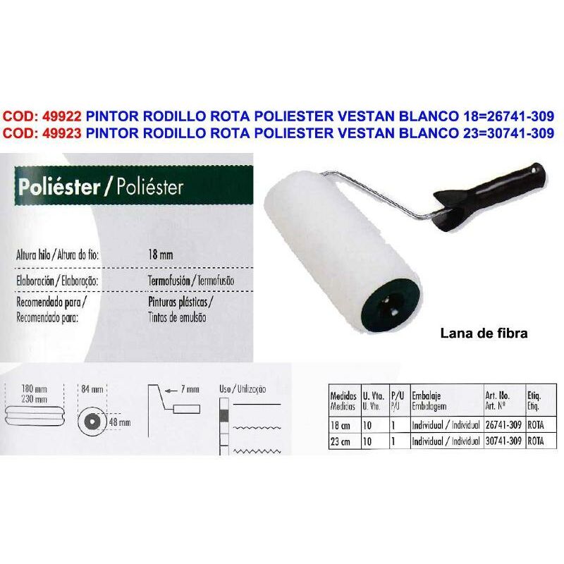 

MIBRICOTIENDA pintor rodillo rota poliester vestan blanco 18 26741-309