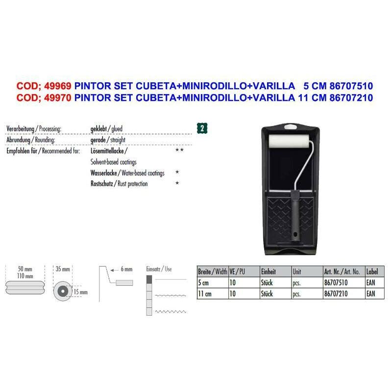 

pintor set cubeta+minirodillo+varilla 5 cm 86707510 - Mibricotienda