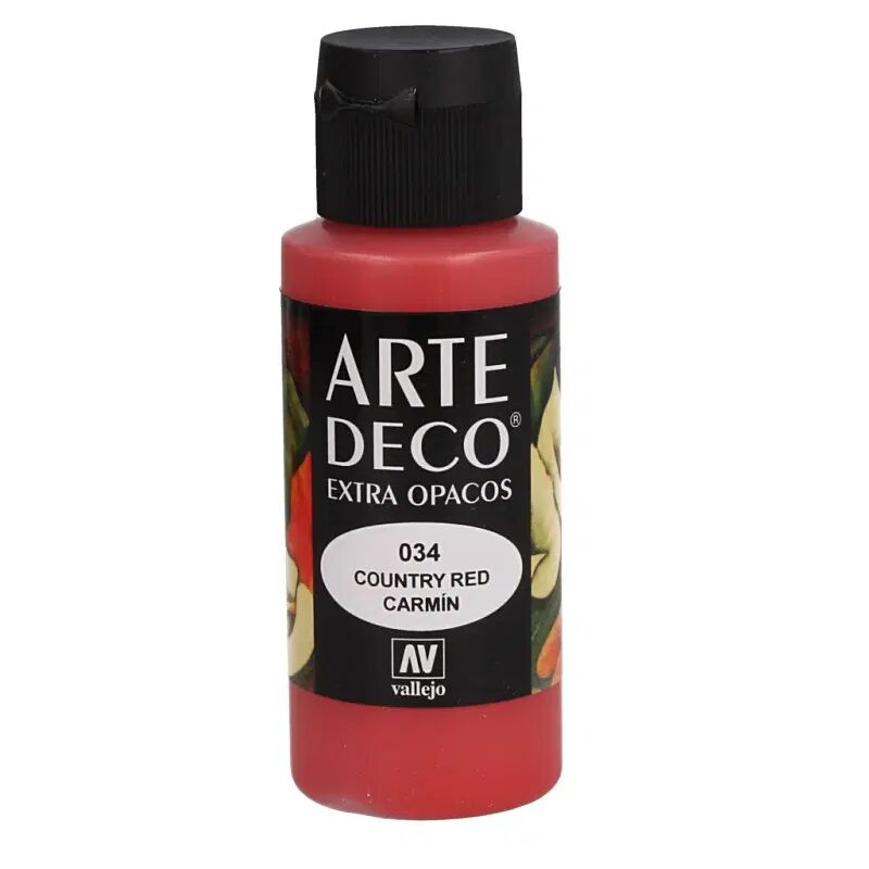 

Acrylicos Vallejo - PINTURA ACRILICA ARTE DECO VALLEJO 60 ML | COLOR: Carmín 34 - Carmín 34