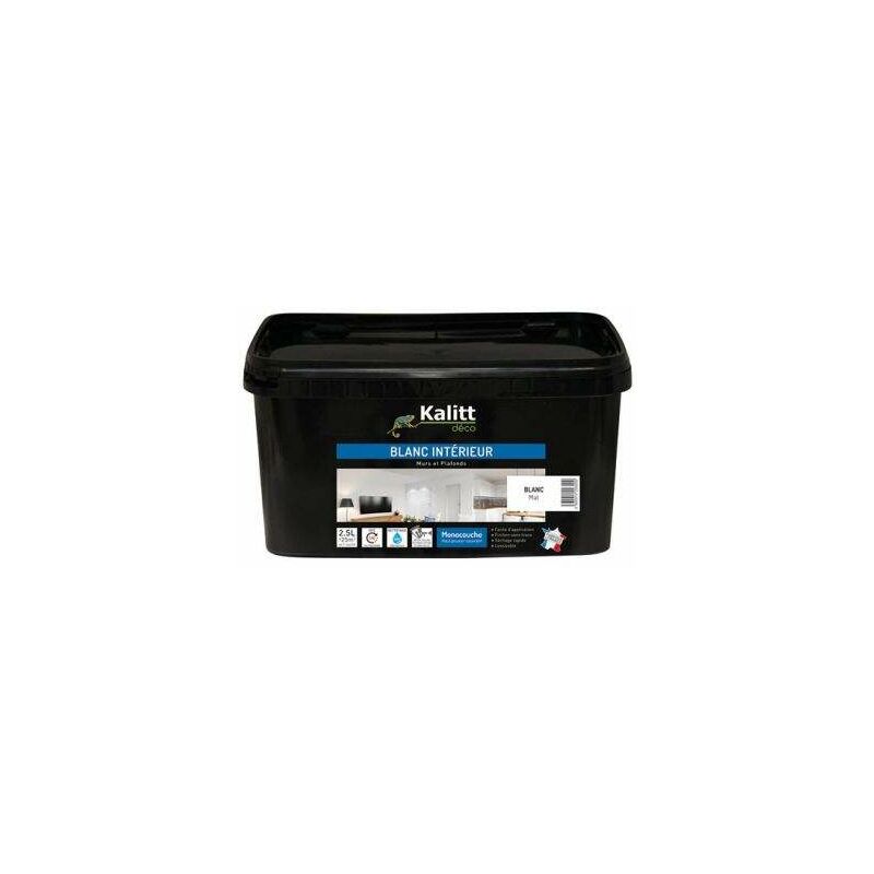 

Pintura acrílica blanca mate de una sola capa para pared/techo - 2.5L - KALITT