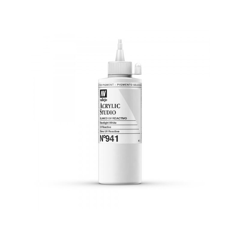 

PINTURA ACRILICA VALLEJO STUDIO 200 ML | COLOR: 941 Blanco Metálico UV Reactivo - 941 Blanco Metálico UV Reactivo