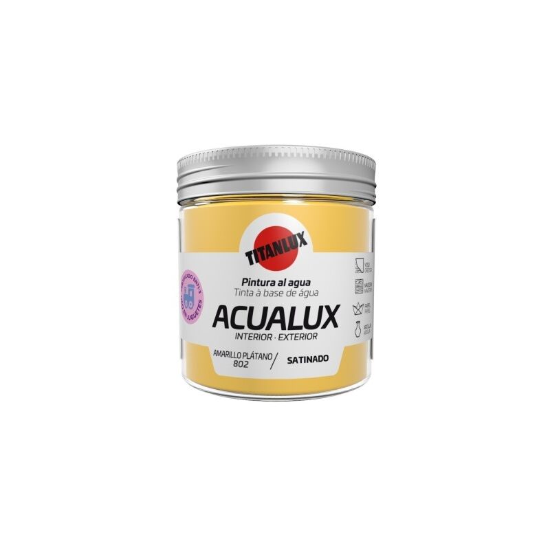 

Pintura al agua Acualux Colores Amarillos 802-Amarillo Plátano - 75 mL - Titanlux
