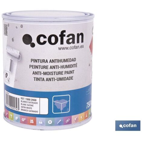 Pintura antihumedad sintética color blanco satinado para interior y exterior (750ml)