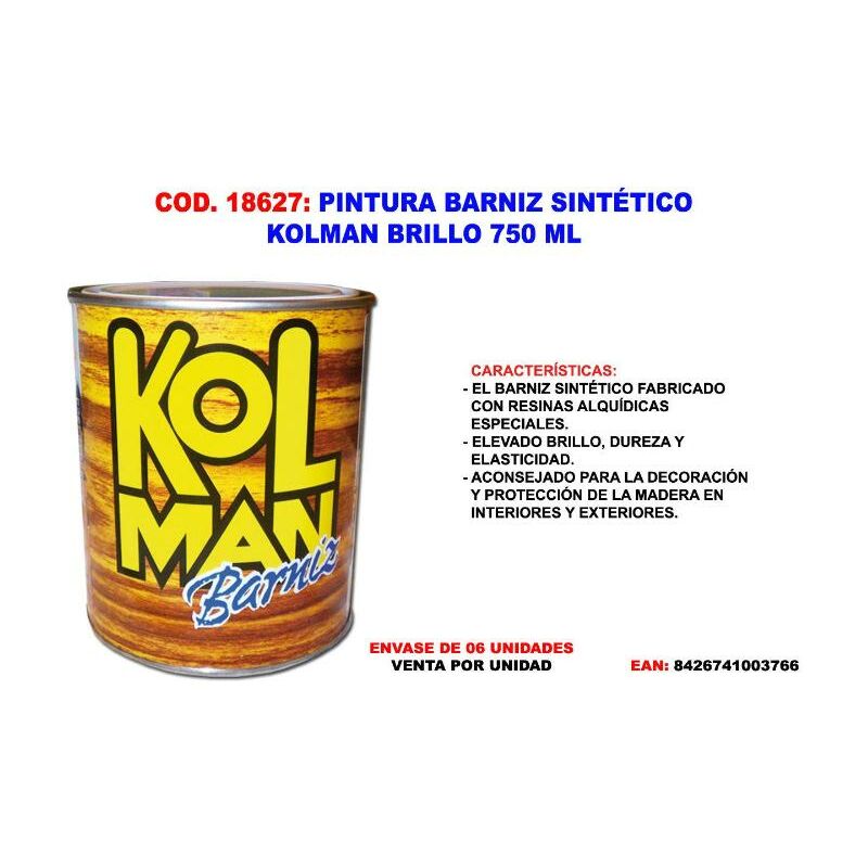 

pintura barniz sintetico kolman brillo 750 ml. - Mibricotienda