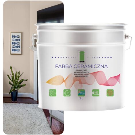PINTURA CERÁMICA PARA PAREDES, LAVABLE, BEIGE CÁLIDO, 2 L, RESISTENTE A LAS MANCHAS