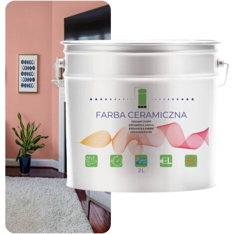 PINTURA CERÁMICA PARA PAREDES, LAVABLE, ROSA POLVO, 2 L, RESISTENTE A LAS MANCHAS