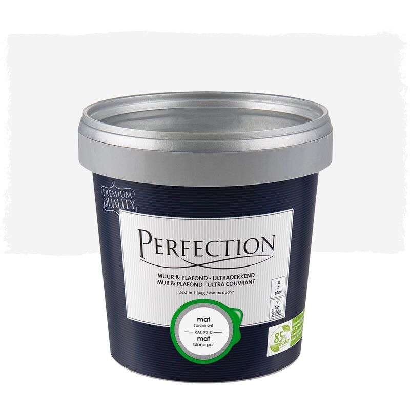 

Pintura de pared y techo para interior - cobertura total Mate - RAL 9010 blanco puro - 1L - 10m² - RAL 9010 Blanca Pura - Perfection