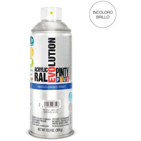 PINTURA EN SPRAY PINTYPLUS EVOLUTION WATER-BASED 520cc B199 BARNIZ BRILLO