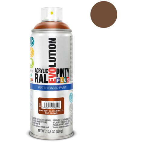 PINTURA EN SPRAY PINTYPLUS EVOLUTION WATER-BASED 520cc RAL 8011 PARDO NUEZ