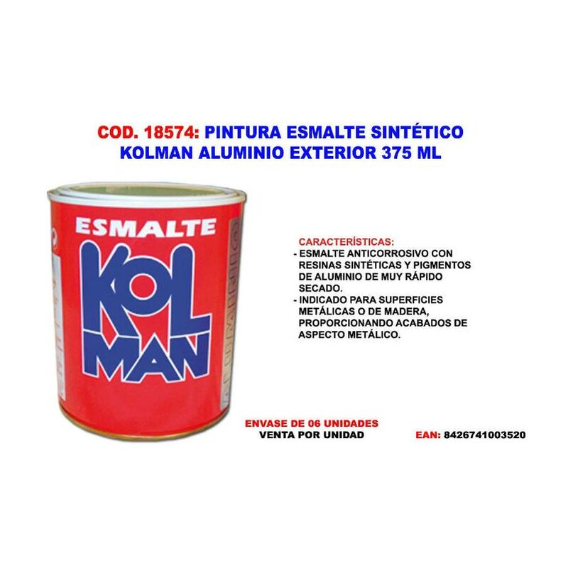 

pintura esmalte sintetico kolman aluminio ext. 375m - Mibricotienda